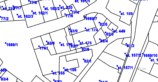 Parcela st. 175 v KÚ Ostrov u Macochy, Katastrální mapa