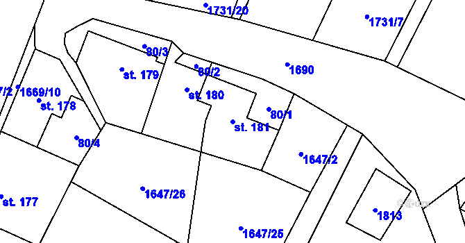 Parcela st. 181 v KÚ Ostrov u Macochy, Katastrální mapa