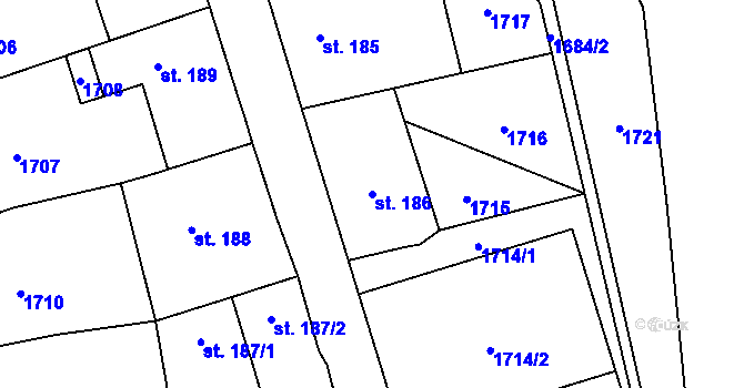 Parcela st. 186 v KÚ Ostrov u Macochy, Katastrální mapa