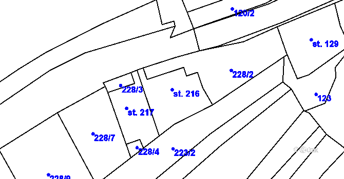 Parcela st. 216 v KÚ Ostrov u Macochy, Katastrální mapa