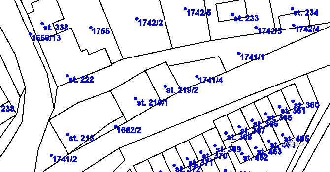 Parcela st. 219/2 v KÚ Ostrov u Macochy, Katastrální mapa
