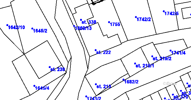 Parcela st. 222 v KÚ Ostrov u Macochy, Katastrální mapa