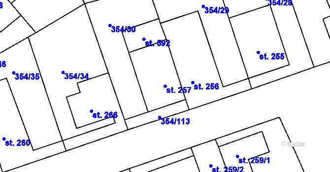 Parcela st. 257 v KÚ Ostrov u Macochy, Katastrální mapa