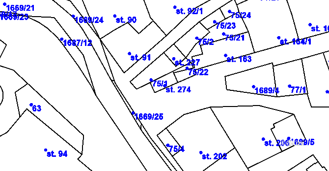 Parcela st. 274 v KÚ Ostrov u Macochy, Katastrální mapa