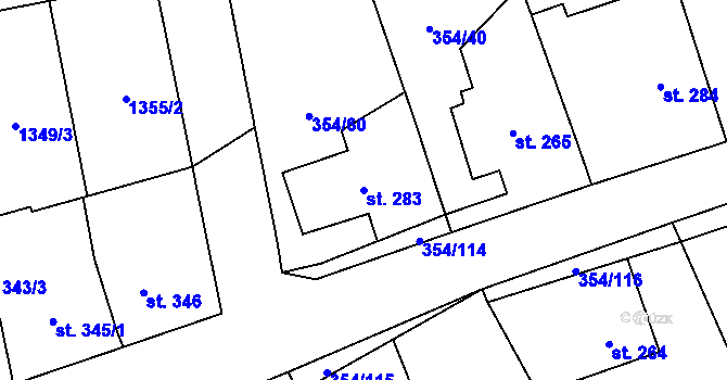 Parcela st. 283 v KÚ Ostrov u Macochy, Katastrální mapa