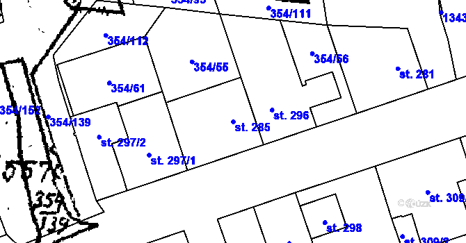 Parcela st. 285 v KÚ Ostrov u Macochy, Katastrální mapa