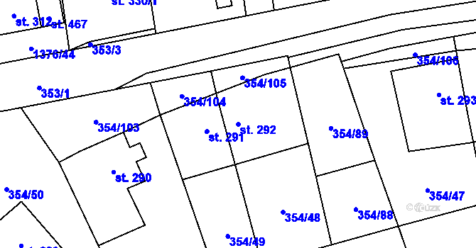 Parcela st. 292 v KÚ Ostrov u Macochy, Katastrální mapa