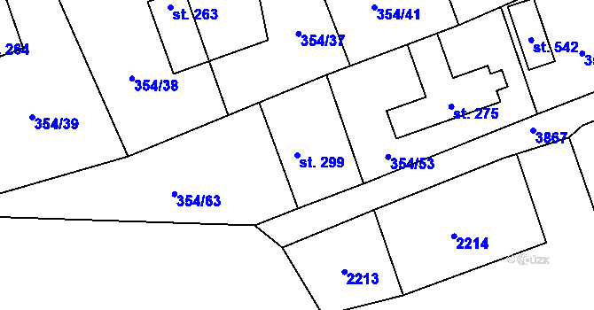 Parcela st. 299 v KÚ Ostrov u Macochy, Katastrální mapa