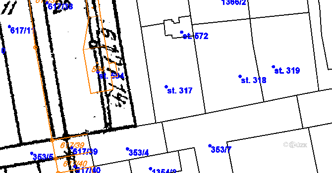 Parcela st. 317 v KÚ Ostrov u Macochy, Katastrální mapa