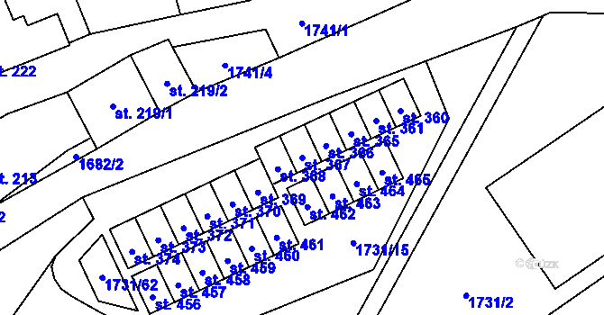Parcela st. 367 v KÚ Ostrov u Macochy, Katastrální mapa