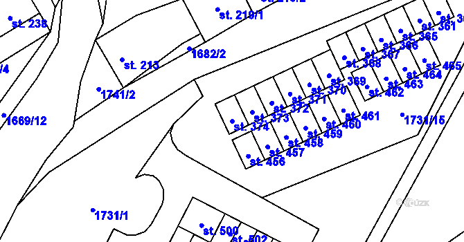 Parcela st. 374 v KÚ Ostrov u Macochy, Katastrální mapa