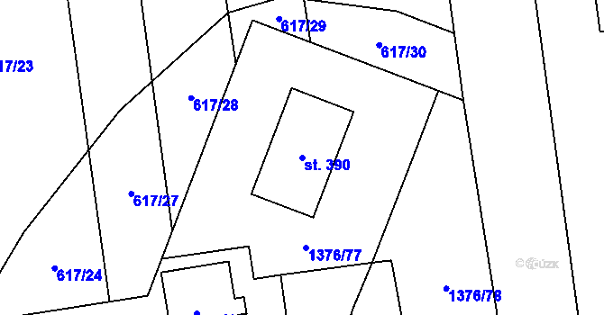Parcela st. 390 v KÚ Ostrov u Macochy, Katastrální mapa