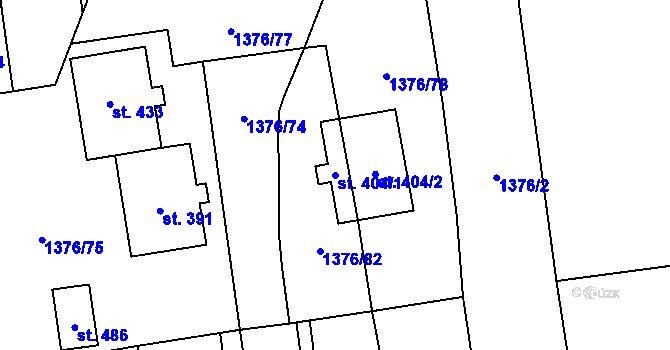 Parcela st. 404/1 v KÚ Ostrov u Macochy, Katastrální mapa