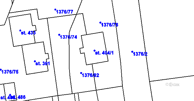 Parcela st. 404/2 v KÚ Ostrov u Macochy, Katastrální mapa