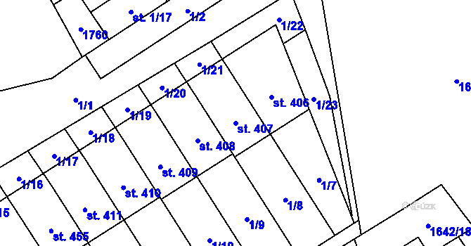 Parcela st. 407 v KÚ Ostrov u Macochy, Katastrální mapa