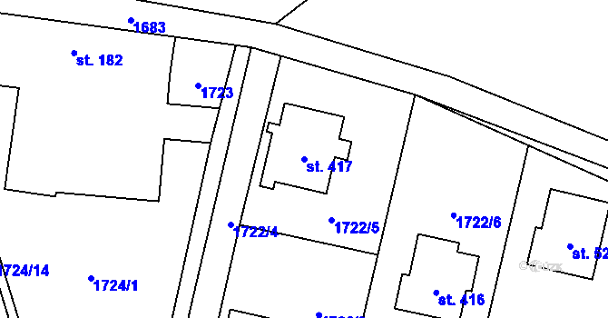 Parcela st. 417 v KÚ Ostrov u Macochy, Katastrální mapa