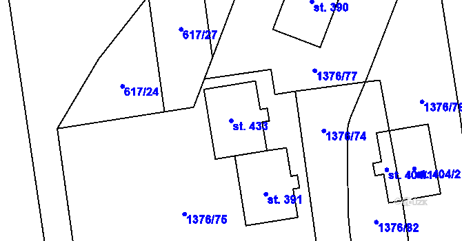 Parcela st. 433 v KÚ Ostrov u Macochy, Katastrální mapa