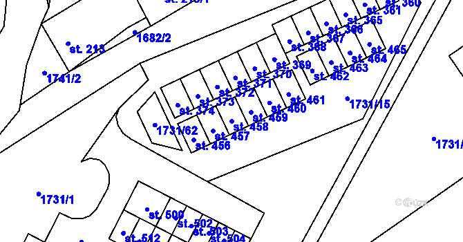 Parcela st. 458 v KÚ Ostrov u Macochy, Katastrální mapa