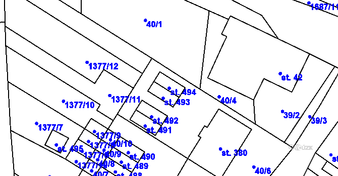 Parcela st. 494 v KÚ Ostrov u Macochy, Katastrální mapa