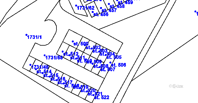 Parcela st. 504 v KÚ Ostrov u Macochy, Katastrální mapa