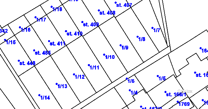 Parcela st. 1/10 v KÚ Ostrov u Macochy, Katastrální mapa