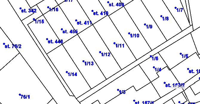 Parcela st. 1/12 v KÚ Ostrov u Macochy, Katastrální mapa