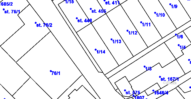Parcela st. 1/14 v KÚ Ostrov u Macochy, Katastrální mapa