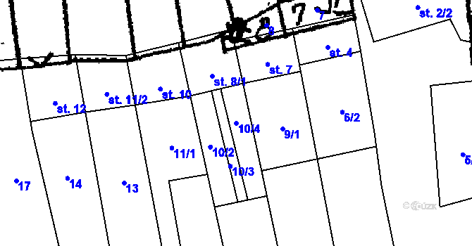 Parcela st. 10/4 v KÚ Ostrov u Macochy, Katastrální mapa
