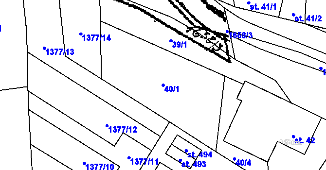 Parcela st. 40/1 v KÚ Ostrov u Macochy, Katastrální mapa