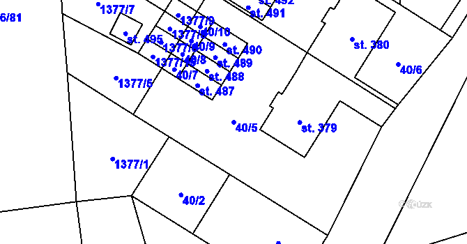 Parcela st. 40/5 v KÚ Ostrov u Macochy, Katastrální mapa