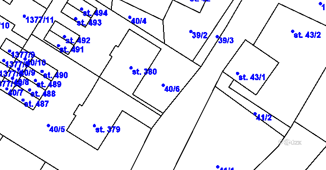 Parcela st. 40/6 v KÚ Ostrov u Macochy, Katastrální mapa