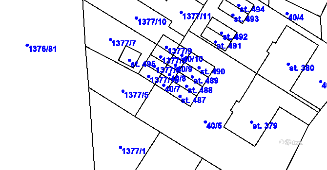 Parcela st. 40/7 v KÚ Ostrov u Macochy, Katastrální mapa