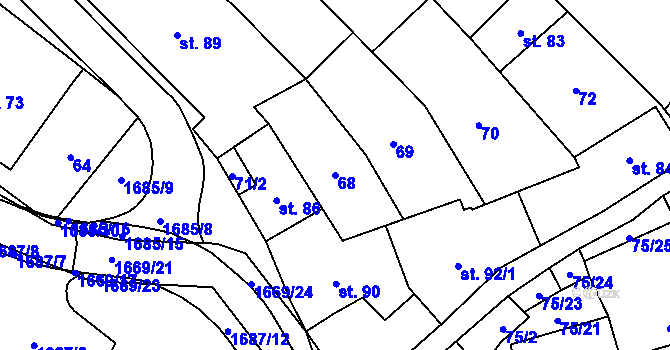 Parcela st. 68 v KÚ Ostrov u Macochy, Katastrální mapa