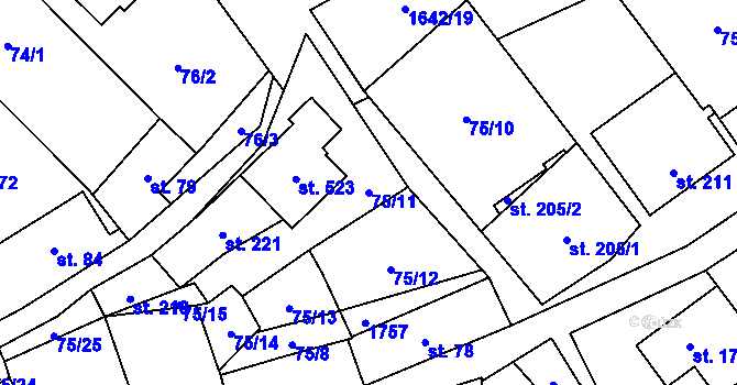 Parcela st. 75/11 v KÚ Ostrov u Macochy, Katastrální mapa