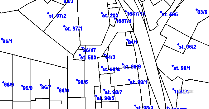 Parcela st. 84/3 v KÚ Ostrov u Macochy, Katastrální mapa