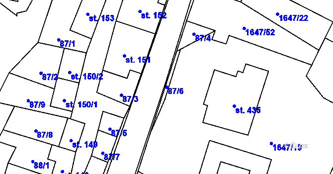 Parcela st. 87/6 v KÚ Ostrov u Macochy, Katastrální mapa
