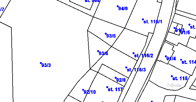 Parcela st. 93/6 v KÚ Ostrov u Macochy, Katastrální mapa