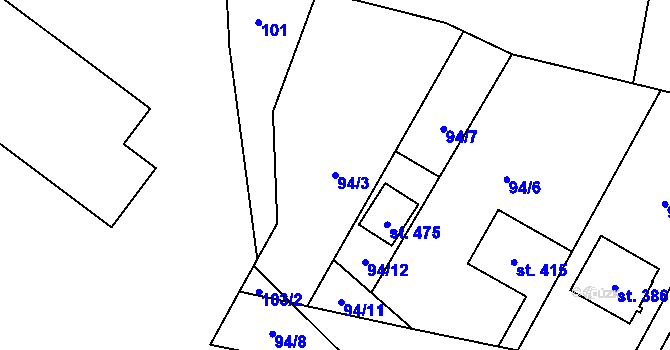 Parcela st. 94/3 v KÚ Ostrov u Macochy, Katastrální mapa