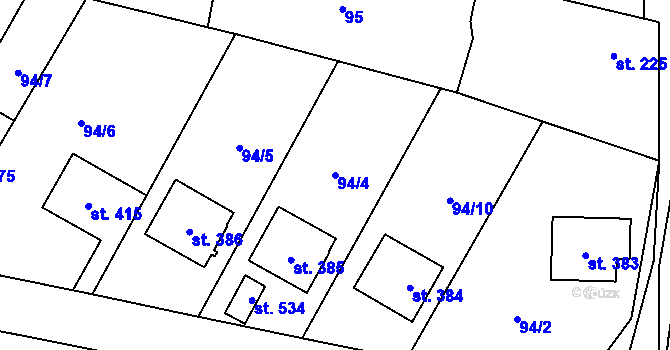 Parcela st. 94/4 v KÚ Ostrov u Macochy, Katastrální mapa