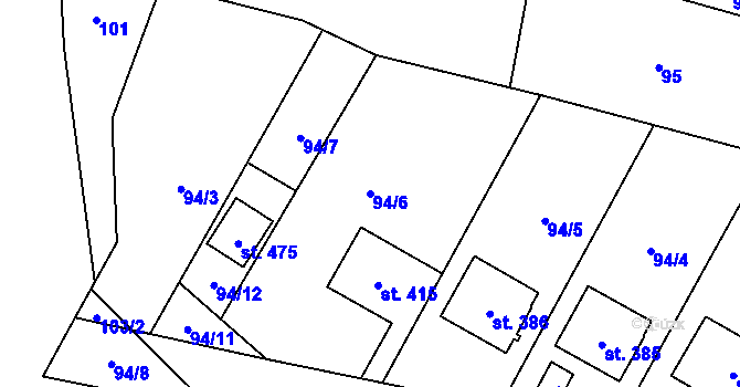 Parcela st. 94/6 v KÚ Ostrov u Macochy, Katastrální mapa