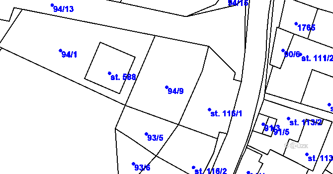 Parcela st. 94/9 v KÚ Ostrov u Macochy, Katastrální mapa