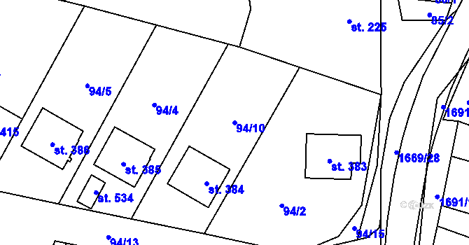 Parcela st. 94/10 v KÚ Ostrov u Macochy, Katastrální mapa