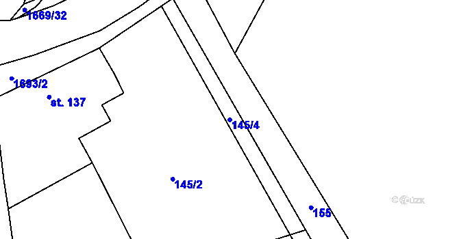 Parcela st. 145/4 v KÚ Ostrov u Macochy, Katastrální mapa