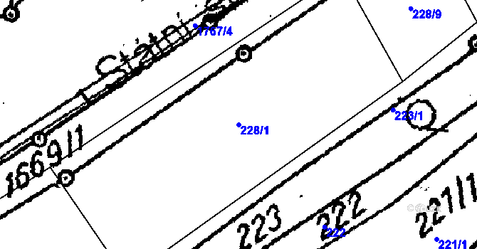 Parcela st. 228/1 v KÚ Ostrov u Macochy, Katastrální mapa