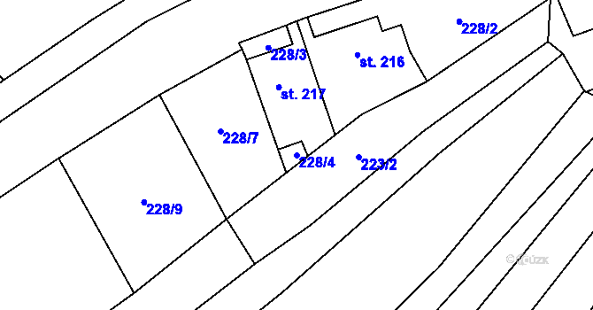 Parcela st. 228/4 v KÚ Ostrov u Macochy, Katastrální mapa