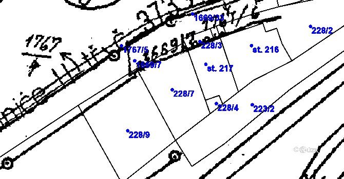 Parcela st. 228/7 v KÚ Ostrov u Macochy, Katastrální mapa