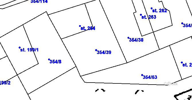 Parcela st. 354/39 v KÚ Ostrov u Macochy, Katastrální mapa