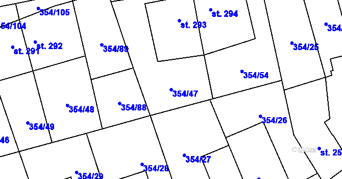 Parcela st. 354/47 v KÚ Ostrov u Macochy, Katastrální mapa