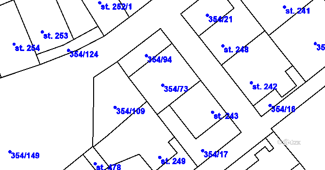 Parcela st. 354/73 v KÚ Ostrov u Macochy, Katastrální mapa