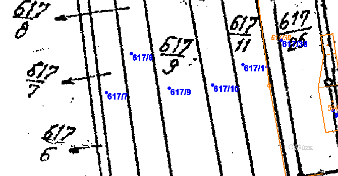 Parcela st. 617/9 v KÚ Ostrov u Macochy, Katastrální mapa
